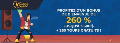 Bonus de bienvenue Rolling Slots Casino